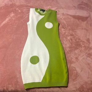 Yin Yang Sleeveless Sweater Mini Dress
